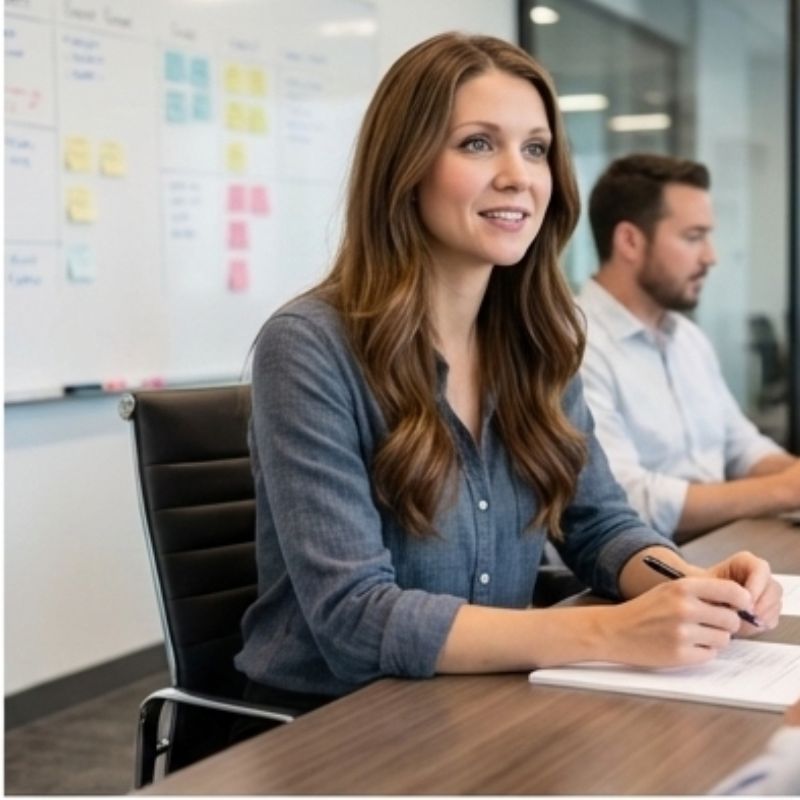 AI Woman reviewing technical meeting